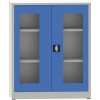 svarovana policova skrin s prosklenymi dvermi 1150 x 950 x 600 mm seda modra 23403