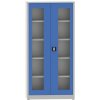 svarovana policova skrin s prosklenymi dvermi 1950 x 950 x 600 mm seda modra 23404