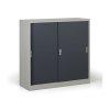 kovova skrin s posuvnymi dvermi demontovana 2 police 1200 x 1200 x 450 mm tmave seda 26955