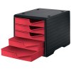 Třídící box, 5 zásuvek, černá/červená
