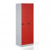 Kovová šatní skříňka, demontovaná, červené dveře, kódový zámek