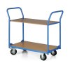 policovy vozik 2 police 450x700 mm kola 125 mm s cernou pryzi 34130
