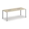 Jednací stůl PRIMO INFINITY, 200x90 cm, dub přírodní + 2x stolní zásuvka TYP V, stříbrná