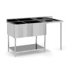nerezovy myci stul 2 drezy otvor na odpad 1500 x 610 x 850 mm 52315