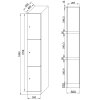 Šatní skříňka s úložnými boxy, 3 boxy, 1850 x 300 x 500 mm, RFID zámek, béžové dveře