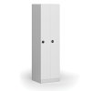 Zúžená kovová šatní skříňka, 2 oddíly, 1850 x 500 x 500 mm, RFID zámek, laminované dveře, bílá