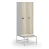 satni skrinka s lavickou 2 oddily 1875 x 600 x 500 800 mm mechanicky kodovy zamek laminovane dvere dub prirodni 110939