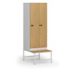 satni skrinka s lavickou 2 oddily 1875 x 600 x 500 800 mm mechanicky kodovy zamek laminovane dvere buk 110940