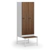 satni skrinka s lavickou 2 oddily 1875 x 600 x 500 800 mm mechanicky kodovy zamek laminovane dvere orech 110941