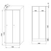 Snížená šatní skříňka, 2 oddíly, 1500 x 600 x 500 mm, mechanický kódový zámek, laminované dveře, bříza