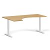 Ergonomický výškově nastavitelný stůl. 180x120 cm, 2 motory, L/P, bílá podnož, buk