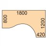 Ergonomický kancelářský psací stůl PRIMO WOOD, 180x120 cm, pravý, dub přírodní