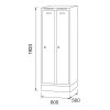 kovova satni skrinka na soklu 2 oddily 1920 x 600 x 500 mm cylindricky zamek sede dvouplastove dvere 125902
