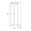 kovova satni skrinka na nohach 2 oddily 1920 x 600 x 500 mm cylindricky zamek sede dvouplastove dvere 126773