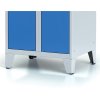 kovova satni skrinka na nohach 2 oddily 1920 x 600 x 500 mm cylindricky zamek modre dvouplastove dvere 43467