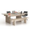 Jednací kancelářský stůl SOLID + 1x přísed, 210x125 cm, dub přírodní