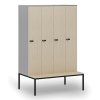 drevena satni skrinka s lavickou 4 oddily 1871 x 1200 x 500 800 mm mechanicky kodovy zamek seda briza 76689