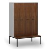 drevena satni skrinka s lavickou 4 oddily 1871 x 1200 x 500 800 mm mechanicky kodovy zamek seda orech 76693