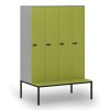 drevena satni skrinka s lavickou 4 oddily 1871 x 1200 x 500 800 mm mechanicky kodovy zamek seda zelena 76695