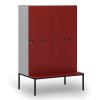 drevena satni skrinka s lavickou 4 oddily 1871 x 1200 x 500 800 mm mechanicky kodovy zamek seda cervena 76701