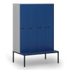 drevena satni skrinka s lavickou 4 oddily 1871 x 1200 x 500 800 mm mechanicky kodovy zamek seda modra 76702