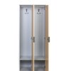 Dřevěná šatní skříňka s podnoží, 2 oddíly, 1871 x 600 x 500 mm, RFID zámek, šedá/bříza