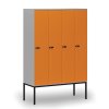 drevena satni skrinka s podnozi 4 oddily 1871 x 1200 x 500 mm mechanicky kodovy zamek seda oranzova 76807