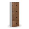 Dřevěná šatní skříňka s úložnými boxy, 8 boxů, RFID zámek, šedá/ořech