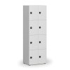 Dřevěná šatní skříňka s úložnými boxy, 8 boxů, RFID zámek, šedá/bílá