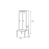 satni skrinka s lavickou 2 oddily 1875 x 600 x 500 800 mm cylindricky zamek tmave sede dvere 127918