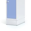 kovova satni skrinka s uloznymi boxy na soklu 2 boxy 1920 x 300 x 500 mm cylindricky zamek oranzove dvere 43910