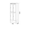 kovova satni skrinka s uloznymi boxy na soklu 4 boxy 1920 x 600 x 500 mm cylindricky zamek sede dvere 126246