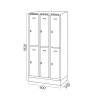 kovova satni skrinka s uloznymi boxy na soklu 6 boxu 1920 x 900 x 500 mm otocny zamek sede dvere 126025