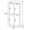 satni skrinka s uloznymi boxy 4 boxy 1800 x 800 x 500 mm otocny zamek cervene dvere 125333