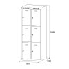 satni skrinka s uloznymi boxy 6 boxu 1800 x 600 x 500 mm cylindricky zamek modre dvere 125531
