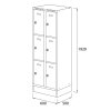 satni skrinka s uloznymi boxy na soklu 6 boxu 1920 x 600 x 500 mm cylindricky zamek cervene dvere 125874