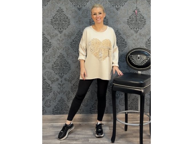 MIKINA SRDCE béžová