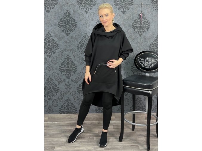 MIKINO - ŠATY ALCANTARA černé