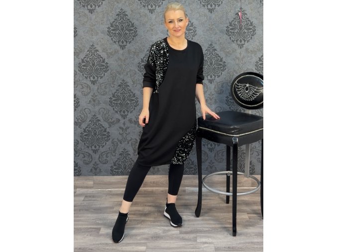 ŠATY GLADIOLA černo-stříbrné