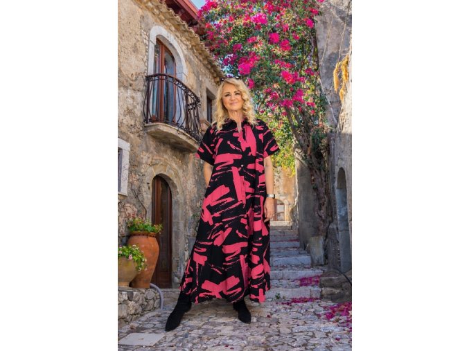 ŠATY ŠÁRKA černo-fuchsiové