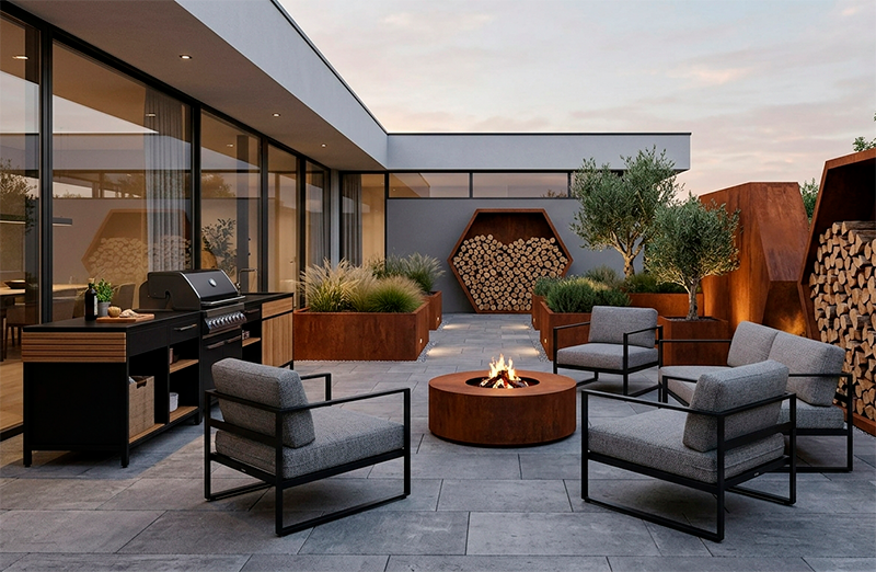 7 trendov v záhradnom dizajne pre rok 2026: Minimalizmus, corten a vonkajšie kuchyne