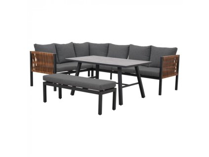 Záhradný jedálenský set TEXAS s veľkým rohovým sedením