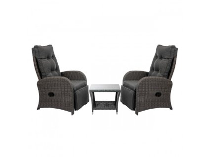 Záhradné polyratanové ležadlá SONGO so stolíkom – exkluzívny relaxačný set pre 2 osoby