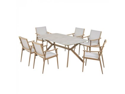 Moderný hliníkový jedálenský komplet s keramickým stolom NAPA