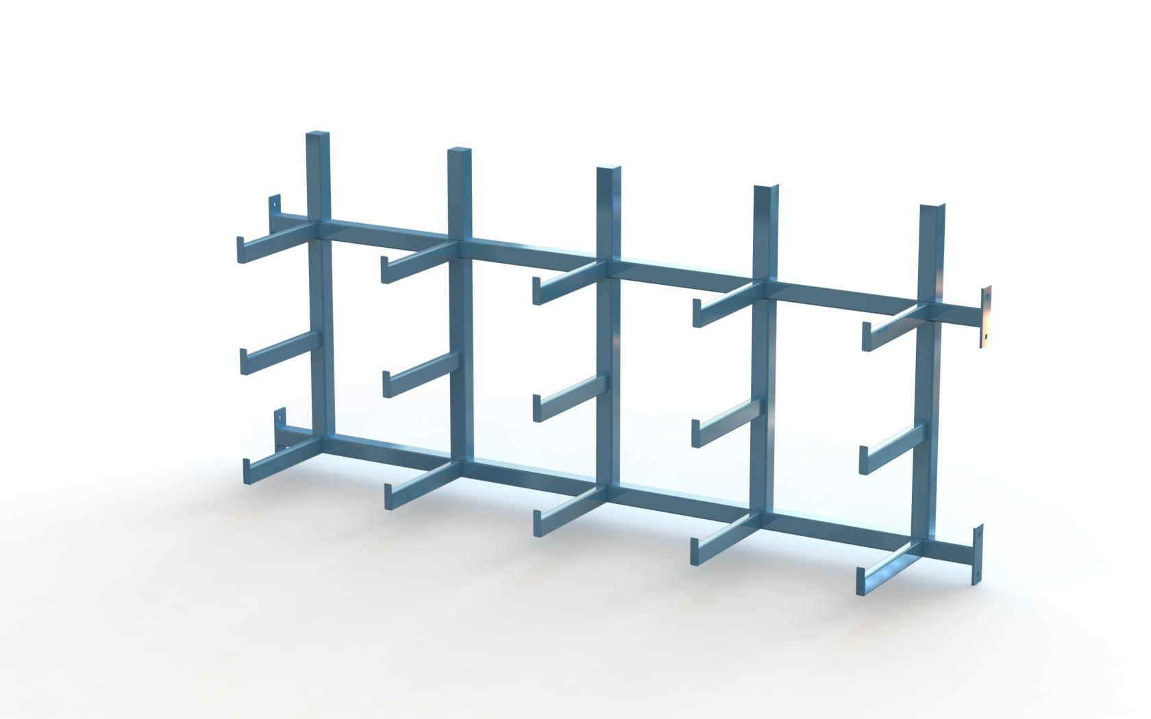 Modul průmyslového regálu na hutní materiál – horizontální uložení tyčí - střední