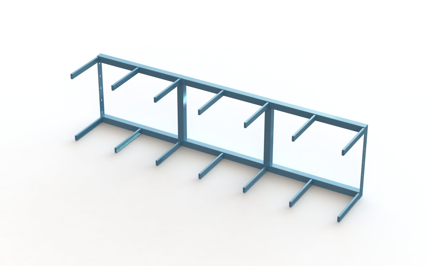 Modul průmyslového regálu na hutní materiál – vertikální uložení tyčí - široký