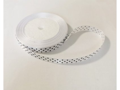 164 St. satén bodky biela  1,2/1,5cmx25Y