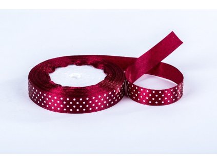 164 St. satén bodky bordó 1,2/1,5cmx25Y