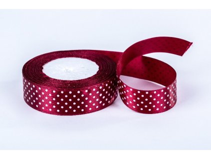 165 St. satén bodky bordó 2,5cmx25Y