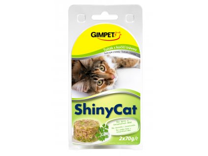 ShinyCat konzerva tuniak+mačacia tráva 2x70g